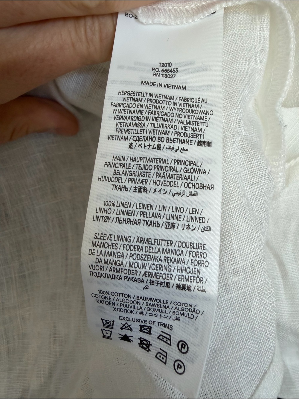 Boden Puff Sleeve Linen Shirt in White, Size 0 - Picture 9 of 9